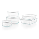 Pyrex® Ultimate 10-Piece Glass Storage Set with Glass Lids