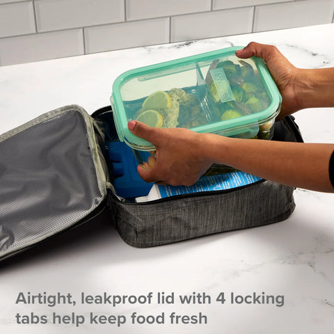 Snapware® MealBox™ 5.8-cup Divided Glass Food Storage Container with Blue Lid