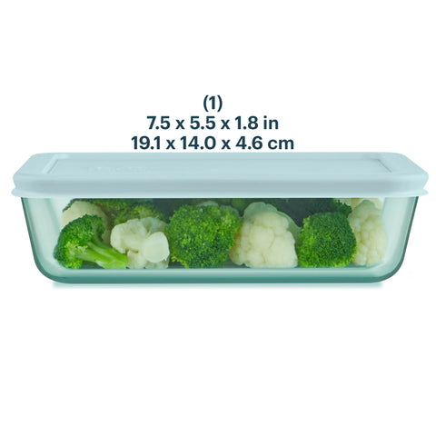 Pyrex® Simply Store® Tinted Glass 6-cup Rectangle Storage Container with Lid, Aqua