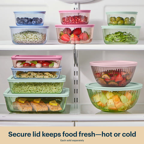 Pyrex® Simply Store® Tinted Glass Round Storage Containers, 10-pc Set, Mixed Colors